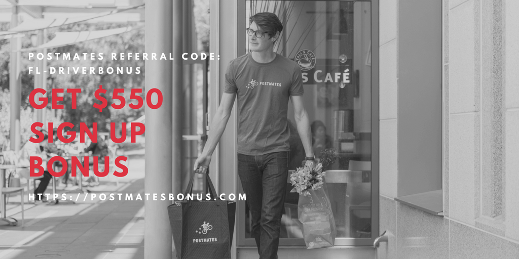 Postmates Driver Signup Bonus San Bernardino Referral Code Up to 550